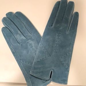 Vintage Blue Suede Gloves